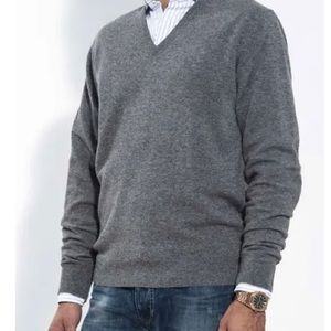 LYLE & SCOTT 100% Cashmere - ClassicV- Neck - Heather Grey - Size 48